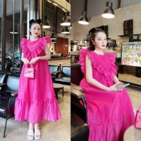 Đầm Babydoll Dáng Dài Đuôi Cá Chất Voan Tơ Sát Nách Cổ Bèo Sang Chảnh