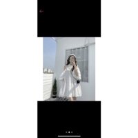 Đầm babydoll dáng xuông hở vai.Váy cổ yếm dáng rộng bầu bì bon chen tốt