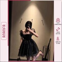Đầm Babydoll Nữ Cổ Vuông Voan Kính Dáng Xòe Cộc Tay 2 Lớp 2 Màu siêu xinh - ANANFA