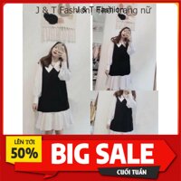 Đầm Babydoll Nữ Dài Tay Cổ Sen,  Váy Nữ Tay Bèo Đuôi Cá Phối Màu Q008