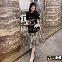 Đầm babydoll phối sọc caro vô cùng dễ thương, mặc đi đâu cũng được.