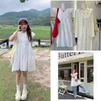 Đầm Babydoll Tay Cánh Tiên Họa Tiết Hoa Thêu Nổi, Kèm Lót Trong Dáng Rộng-Váy Ren Xô Tiểu Thư Xinh