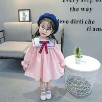 Đầm Babydoll thủy thủ dài tay cho bé gái cực xinh