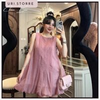 Đầm Babydoll, Váy Tiểu Thư Chất Voan Tơ Mỏng Màu Hồng Trẻ Trung, Dễ Thương.