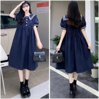 Đầm babydoll xanh cổ thuỷ thủ, váy dạo phố vnxk xuongvnxk (kèm hình thật)