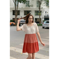 Đầm Babydoll Xô Nai:f Cổ Vuông Xinh