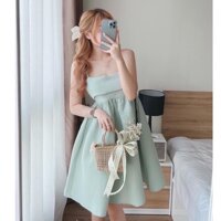 Đầm babydoll xoè phối nơ