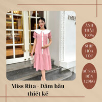 Đầm bầu bigsize dáng suông màu hồng pha trắng Đầm bầu công sở đuôi cá đủ size đến 120kg thiết kế bởi Miss Rita