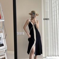 Đầm bầu body, váy bầu len Montoghi, kiểu tôn dáng, xẻ tà, chất liệu co giãn và mềm mịn UN83