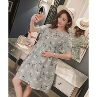 Đầm bầu cho con bú hoa nhí phong cách Hàn Quốc
