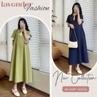 ĐẦM BẦU CỘC TAY MÙA HÈ DÁNG SUÔNG DÀI CỔ CỔ SEN CÀI KHUY TIỆN LỢI CHẤT THUN TỔ ONG MỀM MÁT X15 VÁY CÔNG SỞ XINH