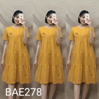 Đầm bầu công sở thời trang thiết kế suông tầng khúc chất thun cotton freesize dưới 70kg