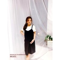 Đầm bầu công sở, váy bầu  yếm MM  cúc hãng M&M MS1471