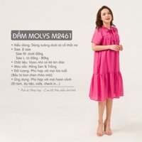 Đầm bầu đẹp cao cấp MOLYS M2461 suông đuôi cá cổ buộc nơ voan đũi ánh nhũ đủ size đến hết thai kỳ