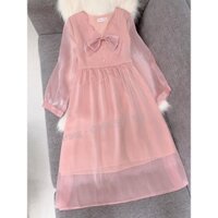 đầm bầu dự tiệc thiết kế màu phấn hồng tiểu thư tkutrang FRS