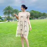 Đầm bầu Hinata DB019 kiểu dáng Babydoll phối nơ nhỏ