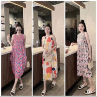 Đầm bầu hoa sếp ly ngực sát nách