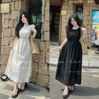 Đầm bầu maxi , váy bầu mùa hè dáng dài tơ nhăn phối ren 2 lớp cao cấp tay sát nách đẹp xuất sắchot hit nn