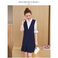 đầm bầu MMS_1003 yếm xanh than công sở