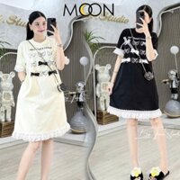 ĐẦM BẦU SUÔNG CHẤT THUN COTTON CHÂN VÁY PHỐI VOAN ĐIỆU ĐÀ MẶC ĐI LÀM ĐI CHƠI XINH X206