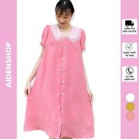 Đầm bầu thiết kế đẹp Aidenshop công sở chất lụa hàn thời trang màu trắng,hồng,vàng