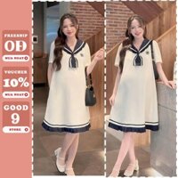 Đầm bầu thun cotton mềm mát co giãn 4 chiều cổ thủy thủ sang chảnh mặc đi làm đi chơi X257