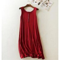 Đầm bầu thun dáng rộng co giãn 4 chiều DB03 - đỏ