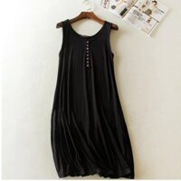 Đầm bầu thun dáng rộng co giãn 4 chiều DB03 - đen