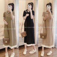 Đầm bầu thun tổ ong thiết kế cổ sen viền đẹp xinh giá ưu đãi V61