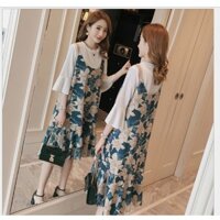 ĐẦM BẦU VÁY BẦU CÔNG SỞ YẾM BÔNG XANH (có kèm áo thun  )