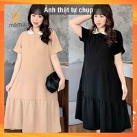 Đầm bầu ( váy bầu ) dự tiệc 2MAMA giá rẻ đẹp dáng suông đuôi cá sang chảnh màu đen be  V38