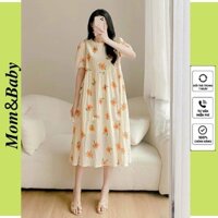 Đầm Bầu Váy Bầu Hoa Nhí Đẹp Cổ Tròn Mùa Hè Dự Tiệc Đi Chơi Công Sở M556 Mom and Baby