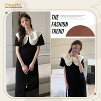 Đầm bầu váy bầu tết thiết kế công sở dáng xuông có cổ