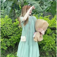 Đầm bầu váy bầu thời trang thiết kế voan hạt hai lớp xinh xắn mặc đi chơi dự tiệc M562 Mom and Baby