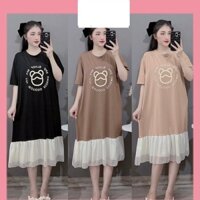 Đầm Bầu, Váy Bầu Váy Dáng Suông Đuôi Cá Phối Chân Voan Xinh Xắn Lịch Sự,V5