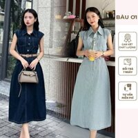 ĐẦM BẦU XINH CHO MẸ BẦU CHẤT BÒ QUẢNG CHÂU MỀM ĐẸP MẶC CÔNG SỞ DẠO PHỐI XINH CỔ SƠ MI SÁT NÁCH FORM RỘNG X287