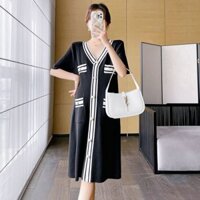 Đầm bầu xinh mặc tết Dambauxinh-L1131 Váy bầu thiết kế cổ tròn chất lụa hoa