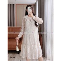 Đầm bầu xinh Mum's shop VH213 chất tơ hàn thêu hoa sang chảnh, bầu diện đi chơi đi làm đều ok