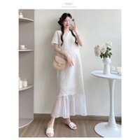Đầm bầu xinh [VB13] 🍅 FREESHIP 🍅 đủ 3size màu trắng dự tiệc
