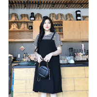 Đầm bầu yếm liền áo kẻ đen AZ03203 - L