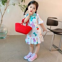 Đầm bé gái 10-25kg kiểu dáng polo phong cách Hàn Quốc nhiều họa tiết đáng yêu Baby-S – SD102