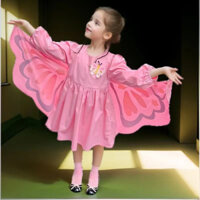 Đầm Bé Gái Mùa Hè Phong Cách Mới Bé Gái Thời Trang Mùa Xuân Cánh Bướm Đầm Công Chúa