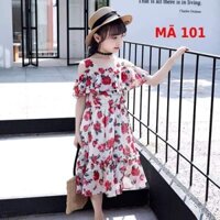 đầm bé gái mùa hè Trắng hoa hồng đỏ mềm mát