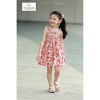Đầm bé gái Ninh Khương - Đầm smock V lưng có bèo