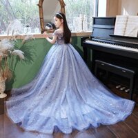 Đầm Bé Gái Phong Cách Phương Tây Trailing Đầm Công Chúa Sàn Catwalk Pettiskirt Trẻ Em Xuyên Biên Giới Đảng Chủ Nhà Piano Trình Diễn Trang Phục