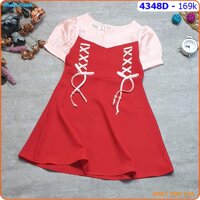 Đầm bé gái tay con phồng phối bím nơ cực kỳ xinh xắn