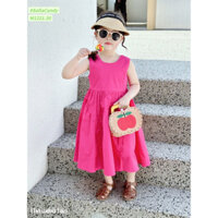 Đầm bé gái Váy hồng bé gái 2-10 tuổi chất thô lụa điệu đà