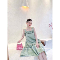 Đầm bèo 2 dây  đầm maxi nữ suông 2 dây bản to phối bèo Giá 290k Hàng có sẵn giao ngay Màu xanh mint