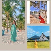 Đầm Bèo Tầng, Váy Maxi Đi Biển V488, Chất Voan Mềm Mát, Mầu Vàng, Tuyệt Phẩm Cho Tín Đồ Sống Ảo, Mẫu Hot Nhất Hè 2021