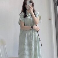 Đầm big size, váy bầu công sở cổ đức kẻ caro hàng thiết kế mặc đi làm, đi chơi, dự tiệc